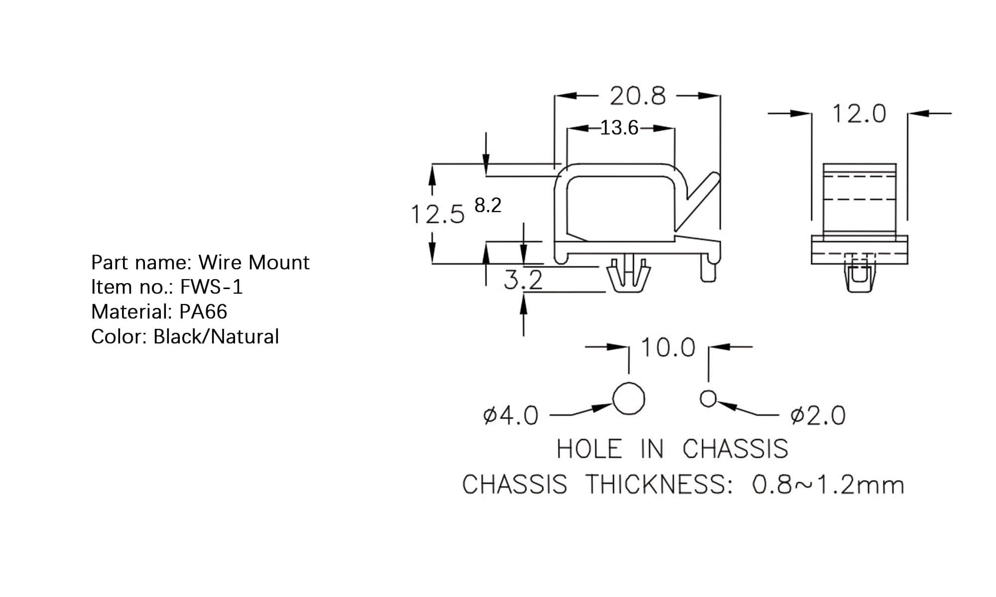 Plastic Wire Mount FWS-1